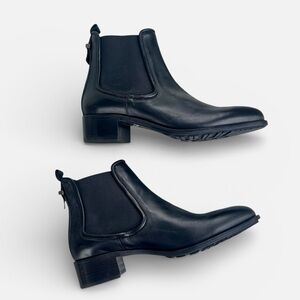 NEW Aquatalia Alexandra Black Leather Chelsea Boots | Made in Italy | Sz 9
